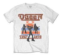 Queen - T-Shirt # S White Unisex # 1976 Tour Silhouettes