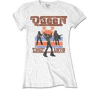 Queen - T-Shirt # Xl White Ladies # 1976 Tour Silhouettes