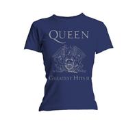 Queen - The Braided Rug( ) Queen Greatest Hits II - Camiseta, con manga corta, con cuello redondo para mujer, Azul (Blau), Medium