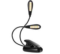 Queen.Y Lámpara de lectura recargable con 14 LED USB, recargable y cuidado de los ojos, con clip flexible, lámpara de lectura para niños, soporte de partituras, color negro