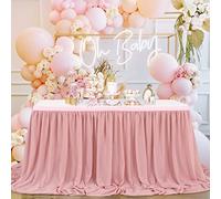 QueenDream Faldón de Mesa de Gasa, Color Rosa Polvoriento, Mantel Transparente de 9 pies para decoración de Mesa de Boda, Mesa de Novia, Fiesta, mesas rectangulares o mesas Redondas