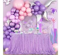 QueenDream Mantel de lentejuelas brillantes, mantel rectangular de 50 x 80 pulgadas, color morado claro, para decoración de fiestas de cumpleaños, baby shower