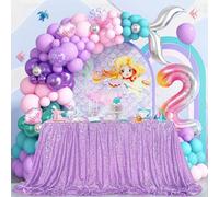 QueenDream Mantel de Lentejuelas Color Lila de 60 x 102 Pulgadas, Mantel de Sirena con Purpurina para Bodas, cumpleaños, Baby Shower, decoración de Sirena