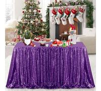 QueenDream Mantel de Lentejuelas de 60 x 102 Pulgadas, Color Morado, con Purpurina, para decoración de Bodas y cumpleaños