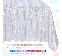 QueenDream Mantel de Lentejuelas Plateadas con Purpurina de 127 x 203 cm, decoración de Fiesta de cumpleaños