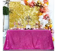 QueenDream - Mantel rectangular con lentejuelas rosa intenso para boda, 90 x 156 pulgadas, con purpurina, para fiesta de cumplea os, decoraci n d