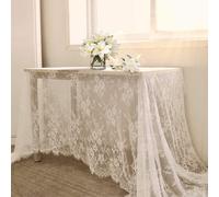 QueenDream - Mantel rectangular de encaje blanco para bodas de primavera, 152 x 304 cm, tela de encaje bordado vintage para fiestas de verano al aire