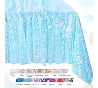 QueenDream Mantel Rectangular de Lentejuelas de 60 x 102 Pulgadas, Color Azul Iridiscente Brillante, para Boda, cumpleaños, Baby Shower, Novia, decoración de Banquetes al Aire Libre
