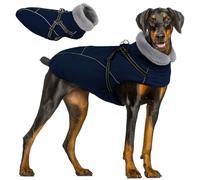 Queenmore Abrigo Invernal Perro Impermeable | Abrigo con Arnés 3 Capas Reflectante | para Razas Gigantes Labrador/Husky/Golden Retriever(Azul Oscuro, 2XL)