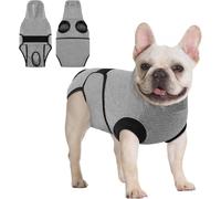 Queenmore Combinaison de Recuperation Chien, M, Gris, con Cierre Hook & Loop, Body Perro Anti-Lamido, Protección de Heridas para Machos y Hembras, Transpirable, Alternativa al Collar