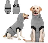 Queenmore Combinaison de Recuperation Chien, XL, Gris, con Cierre Hook & Loop, Body Perro Anti-Lamido, Protección de Heridas para Machos y Hembras, Transpirable, Alternativa al Collar