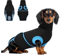 Queenmore Combinaison de Recuperation Chien, XS, Negro, con Cierre Hook & Loop, Body Perro Anti-Lamido, Protección de Heridas para Machos y Hembras, Transpirable, Alternativa al Collar