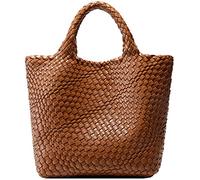 Queenoris Bolso de mano 1133 para mujer, bolso de hombro, Marrn, L, Tejido para vacaciones en la playa