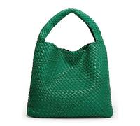 Queenoris - Bolso tejido de moda para mujer, de hombro con asa superior, bolso tote tipo Hobo suave para verano, Verde bosque