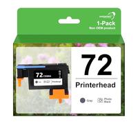 QUEENPRINT - Cabezal de impresión remanufacturado 72 con nuevos chips actualizados C9383A de repuesto para impresoras HP Designjet T610 T620 T770 T790 T1100 T1120 1200 T1300 T2300 1pk (PBK+GY)