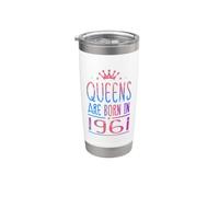 Queens Are Born In 1961 65 Years Old Funny 65th Birthday Vaso térmico de acero inoxidable de doble pared