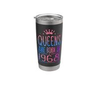 Queens Are Born In 1968 58 Years Old Funny 58th Birthday Vaso térmico de acero inoxidable de doble pared