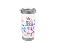 Queens Are Born In 1968 58 Years Old Funny 58th Birthday Vaso térmico de acero inoxidable de doble pared