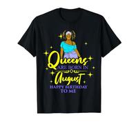 Queens Are Born In August cumpleañera Divertida para Mujer Camiseta gráfica económica, Hombre, Negro, L