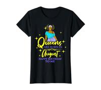 Queens Are Born In August cumpleañera Divertida para Mujer Camiseta gráfica económica, Mujer, Negro, L