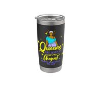 Queens Are Born In August cumpleañera divertida para mujer Vaso térmico de acero inoxidable de doble pared