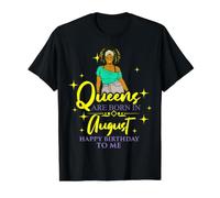 Queens Are Born In August, Fiesta de cumpleaños para Chicas Divertidas Camiseta gráfica económica, Hombre, Negro, M
