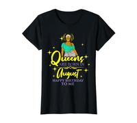 Queens Are Born In August, Fiesta de cumpleaños para Chicas Divertidas Camiseta gráfica económica, Mujer, Negro, L