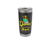 Queens Are Born In August, fiesta de cumpleaños para chicas divertidas Vaso térmico de acero inoxidable de doble pared