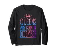Queens Are Born In December Birthday Women Girl Kids Manga Larga