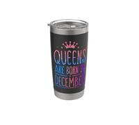 Queens Are Born In December Birthday Women Girl Kids Vaso térmico de acero inoxidable de doble pared