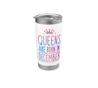 Queens Are Born In December Birthday Women Girl Kids Vaso térmico de acero inoxidable de doble pared