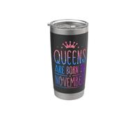 Queens Are Born In November Birthday Women Girl Kids Vaso térmico de acero inoxidable de doble pared