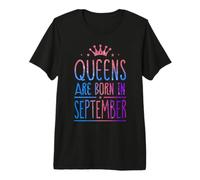 Queens Are Born In September Birthday Women Girl Camiseta Premium