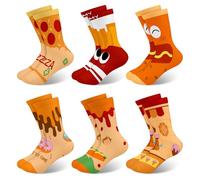 Queenshin 6 Pares Calcetines Niña Niño Infantile Adorables Comida de Dibujos Animados Hamburguesas Fritas Donuts Calcetines Crew Regalo Comodidad y Transpirabilidad en 9-14 años Tallas 32-38
