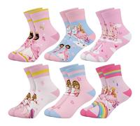 Queenshin 6 Pares Calcetines Niñas Infantiles con Diseño Elegante Castillo Arco Iris Princesa Calcetín Tobilleros Suave Cómodo Regalos 9-14 años Tamaño 32-38