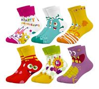 Queenshin 6 Pares Calcetines Niñas Infantiles Divertidos Calcetines Tobilleros de Monstruos Coloridos de Dibujos Animados Cómodo Regalos 5-8 años Tamaño 28-32
