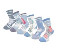 Queenshin 6 Pares Calcetines Niñas Infantiles Elefante Azul Globo Dibujo Animado Calcetín Crew Suave Regalos 5-8 años Tamaño 28-32