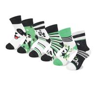 Queenshin 6 Pares Calcetines Niñas Infantiles Panda Bambú Verde Animales Dibujos Calcetines Crew Suave Cómodo Regalos 5-8 años Tamaño 28-32