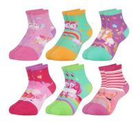 Queenshin 6 Pares Calcetines Niñas Infantiles Unicornio Arcoíris Estrella Dibujo Animado Calcetín Tobilleros Suave Cómodo Regalos 2-3 años Tamaño 22-26