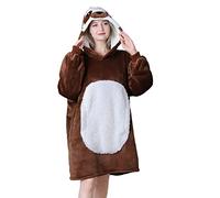 Queenshin Batamanta Sudadera Manta con Capucha de Unicornio Rosa Gigante para Mujer, Hoodie Sudadera Manta de Gran Tamaño Cálida y Suave, un Tamaño para Todos, Marrón