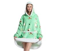Queenshin Batamanta Sudadera Manta con Capucha Gigante de Aguacate con Bolsillo Gigante para Mujer, Hoodie Sudadera Manta de Gran Tamaño Suave y Caliente, un Tamaño para Todos, Verde