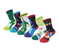 Queenshin Set de 6 Pares de Calcetines Dibujos Respetuoso Niño Calcetines de Dinosaurio Casuales y Cómodos Calcetines de Algodón para Niños de 1 a 8 Años