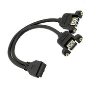 QUEENYARD Cable USB 3.0 de doble puerto a rosca hembra tipo montaje a placas base de 20 pines para transferencia rápida de datos adaptador USB de hasta 5 Gbps