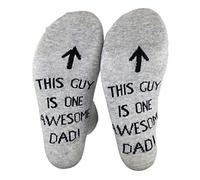 QUEENYARD Calcetines largos divertidos para hombre, unisex, con texto en inglés "This Guy Is One Awesome Dad", gris, Talla única