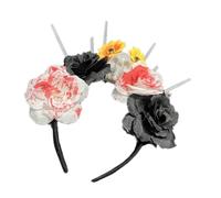 QUEENYARD Diademas de Halloween, Día de los Muertos, corona de flores, diadema mexicana, suministros para fiestas de Halloween