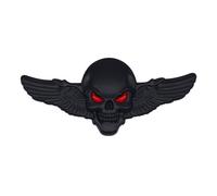 QUEENYARD Emblemas de ala de Calavera de Esqueleto 3D, Insignia de Metal, Pegatina para Parrilla de Coche, carrocería, Maletero