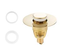QUEENYARD Tapón de fregadero, tapón de fregadero y colador de drenaje para fregaderos de baño, núcleos de rebote de latón, tapones tipo empuje, para 25 mm a 46 mm, acabado cromado