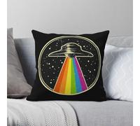 Queer UFO Rainbow Alien Abduction - Funda de almohada cuadrada de poliéster y lino, terciopelo, con cremallera, decorativa, para habitación