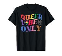 Queer Vibes Only Gay Pride Month LGBTQ Rainbow Pride Lesbian Camiseta