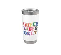Queer Vibes Only Gay Pride Month LGBTQ Rainbow Pride Lesbian Vaso térmico de acero inoxidable de doble pared